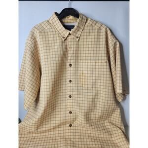 Ex Officio Shirt Mens Large Orange Nylon Short Sleeve Chest Pocket Hike Fish